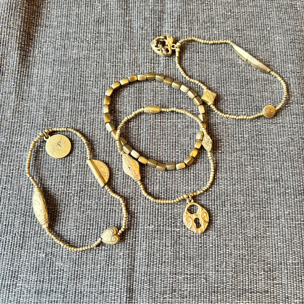 Frosty Gold Plated Beaded Stretchy Bracelet Set